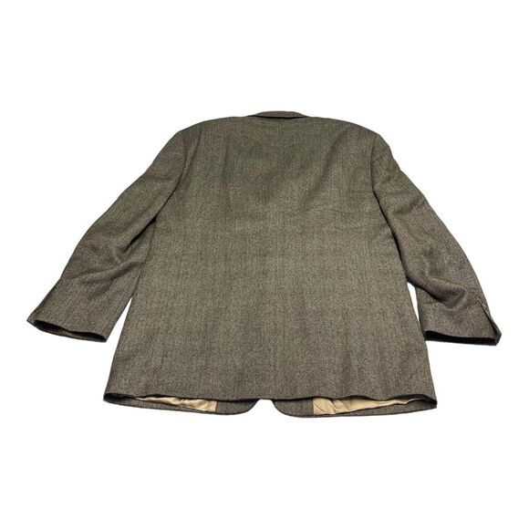 Stafford Sports Coat Men's 40R Gray 100% Wool Herringbone Notch Single Breasted - Picture 2 of 10